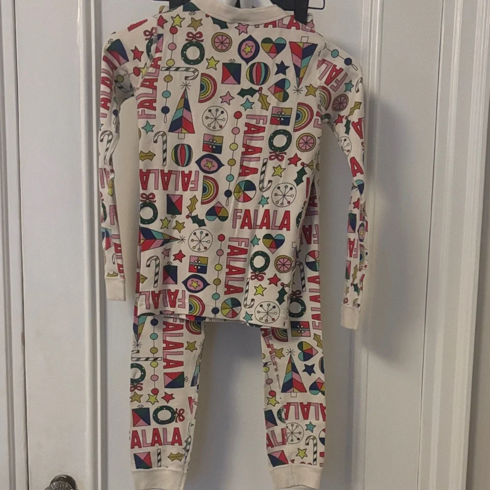 Holiday Icon Cream Pajama Set with Multicolor Print